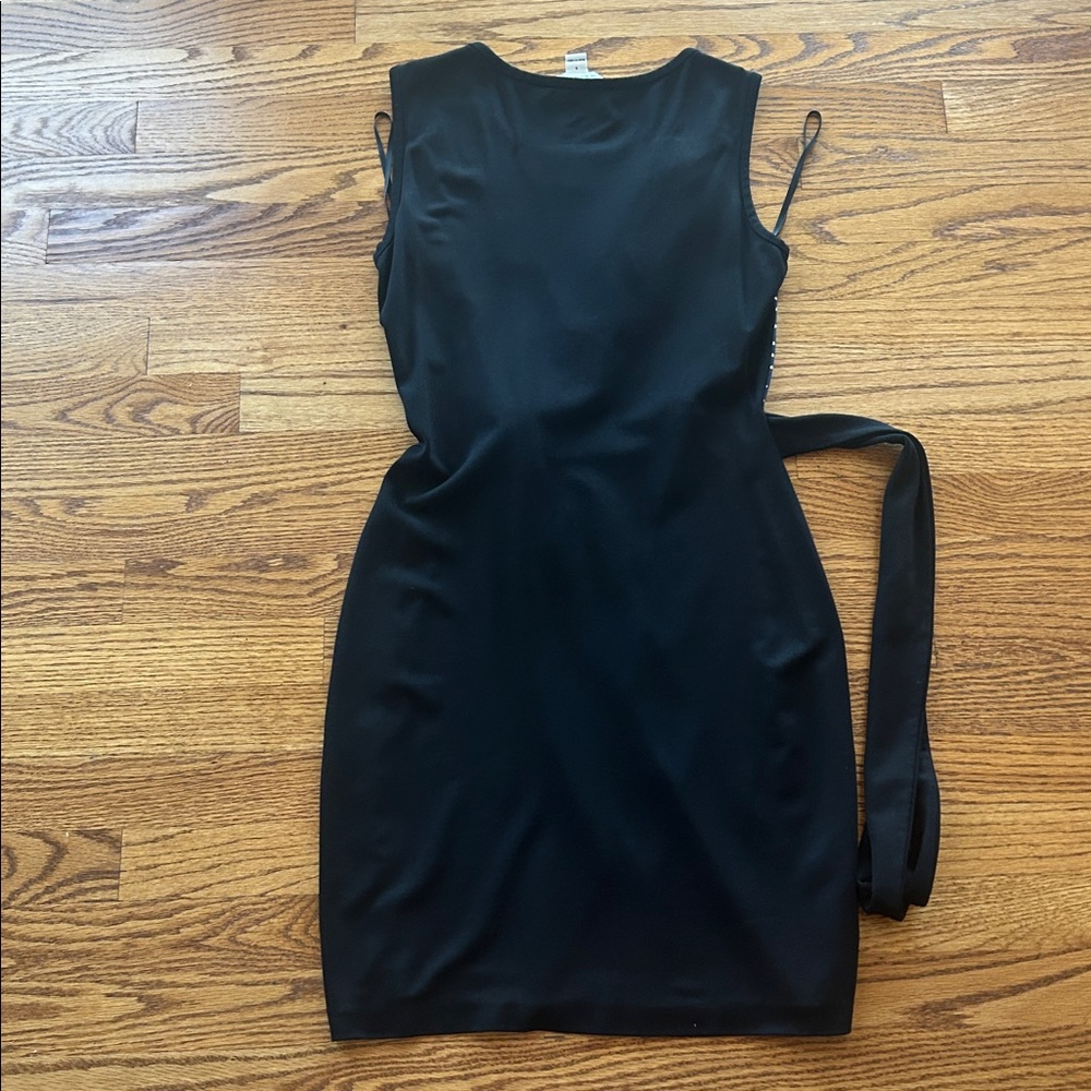 Diane Von Furstenberg Black and Blue Polka Dot Dress Size 6 - Picture 9 of 10